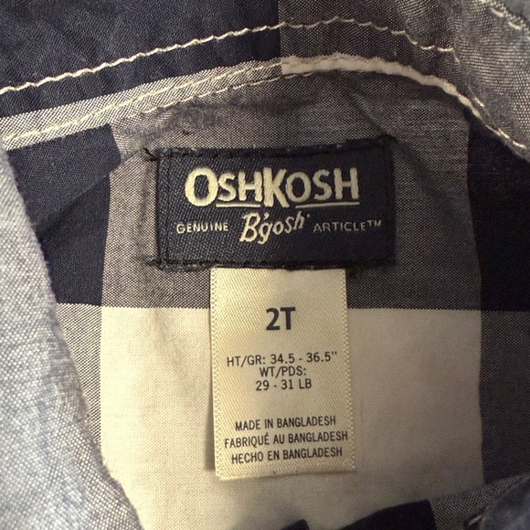 OshKosh B'gosh - Navy and White Plaid Short Sleeve Button down Shirt - Picture 3 of 3